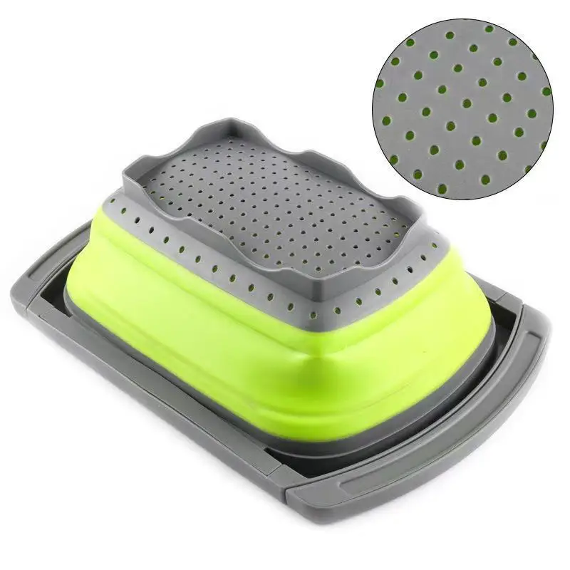 OEM & ODM BPA-Free Foldable Kitchen Colander Wholesale Metal and Silicone Basket Strainers for Food & Fruit Washing