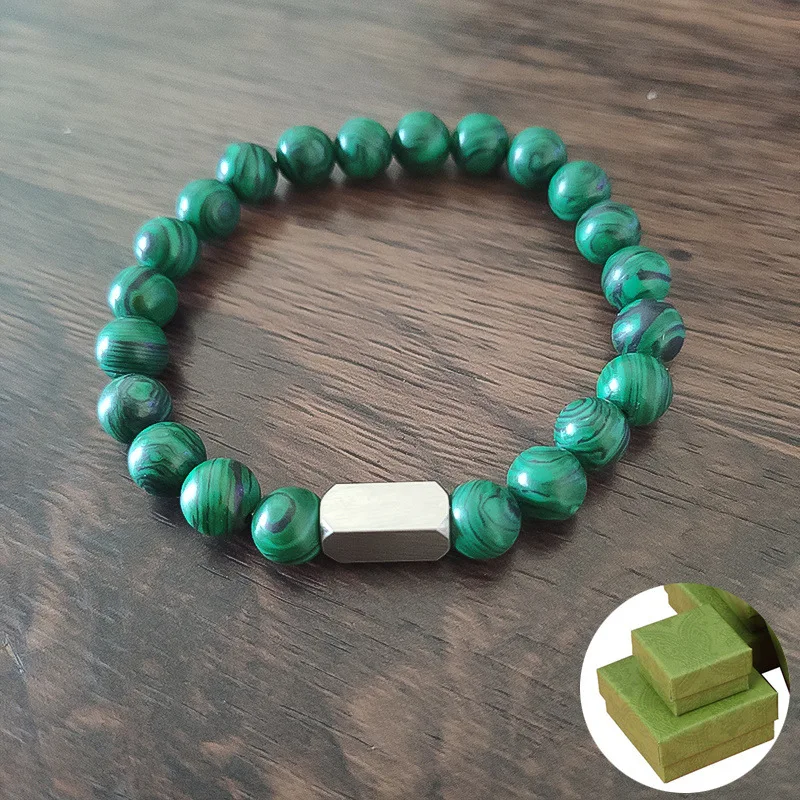 Stainless Steel Customized Logo Name Bracelet Natural Healing Energy Crystal Tiger Eye Lava Turquoise Stone Bead Bracelet