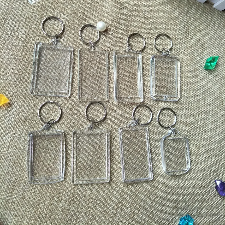 Wholesale Blank Acrylic Keychain Picture Insert Plastic Photo Frame Key Chain