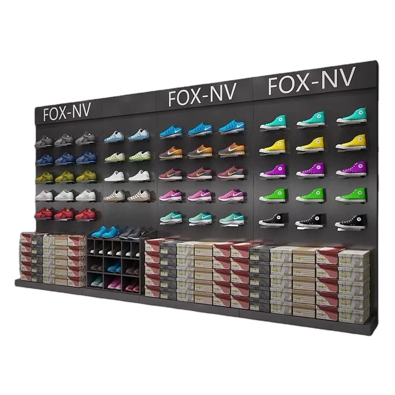 Brand sneakers display case custom sport shoe store metal shoe rack with shop