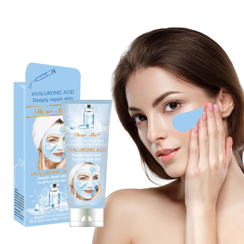 Factory Price Private Label Dear She Hyaluronic Acid Deep Repair Nourishes Color Clay Face Mud Mask Moisture Skin Care Glow Skin