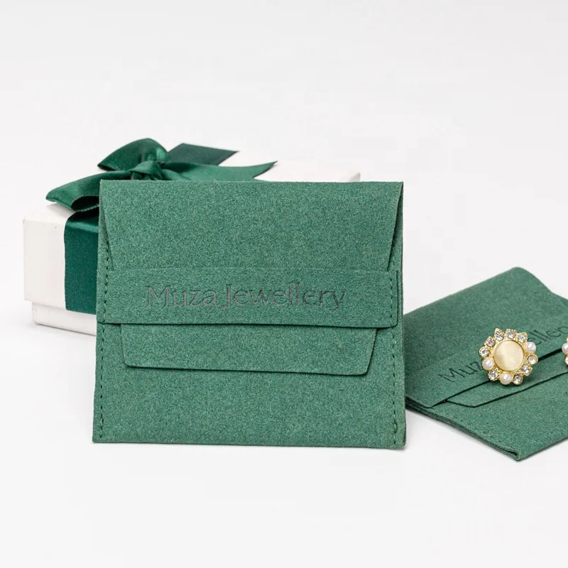 Eco Friendly Packaging Envelope Custom Logo Jewelry Packaging Soft Luxury Clear Flap Jewelry Envelope Dust Bag Pouch