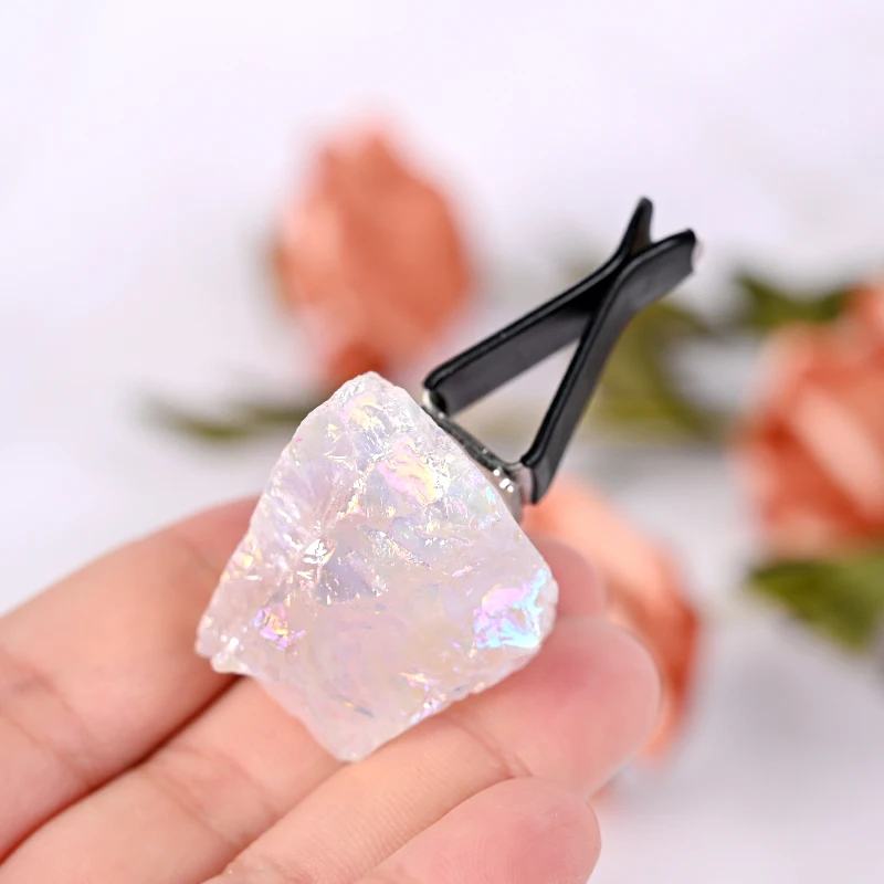Bow Vent Clips, Natural Crystal Bow Car Diffuser Vent Clip tumble stones Bow Car Interior Decor Bling Car Accessories for Girls