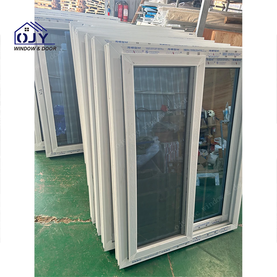Customized Pvc Profile Sliding Glass Window Tempered Glass With Screen Hurricane Impact Proof Sound Proof Sliding Window