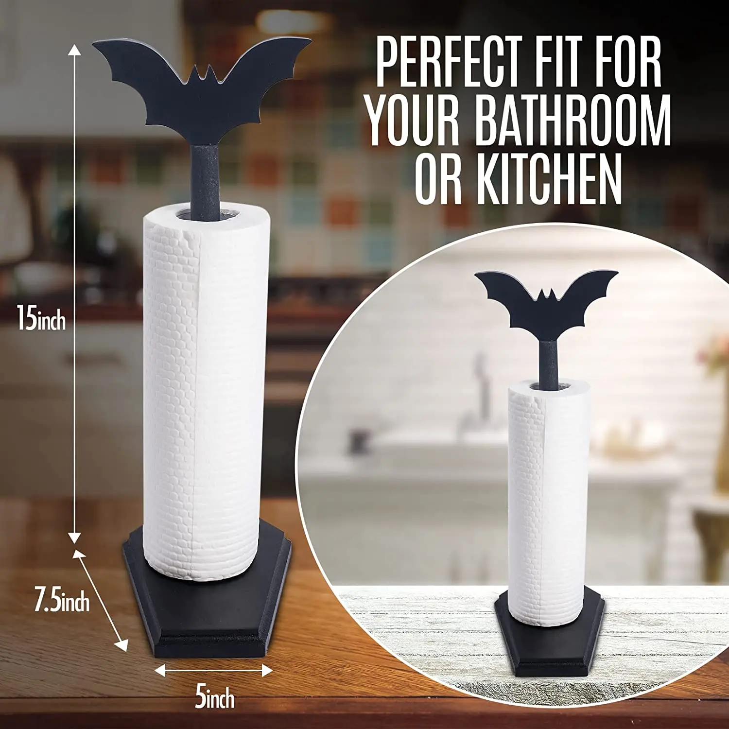 Bat Tissue Holder - Halloween Decorations for Kitchen and Bathroom - Gothic home Decor - Witch Gift for Ladies