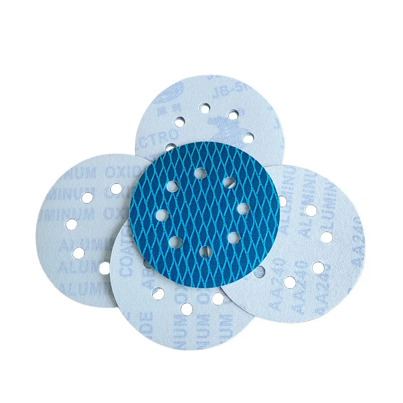 Hook and Loop Sanding Disc 5 Inch 8 Holes Sand Disc 180 Grit Blue Sanding Paper Disc for Wood Grinding