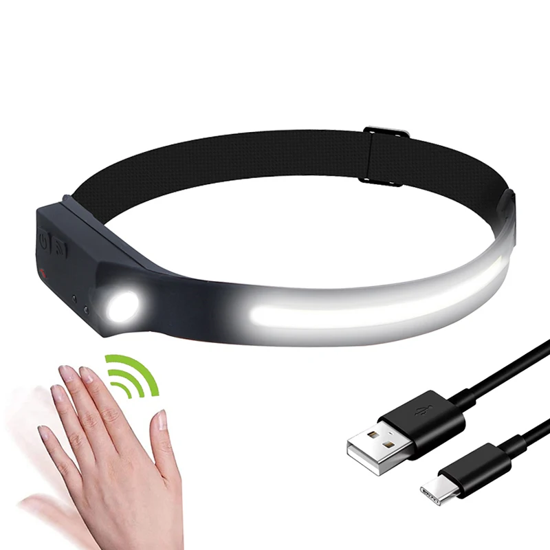 Popular Lightweight 5W Full Vision Head Torch 230 Beam Sensor Function Type-C Rechargeable Led Headlamp