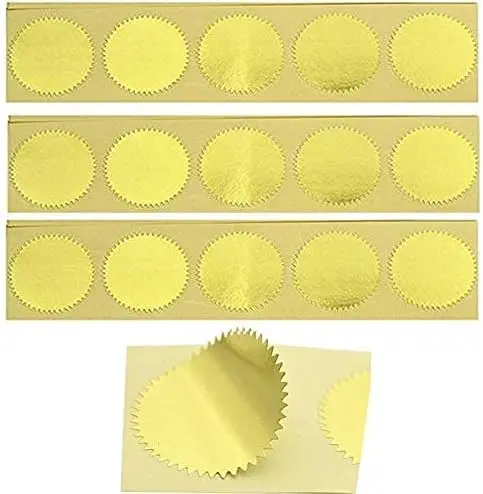 Blank Gold Embossed Certificate Seals Stickers Scallop Edge Embossed Certificate Seals Stickers Self-Adhesive Sticker