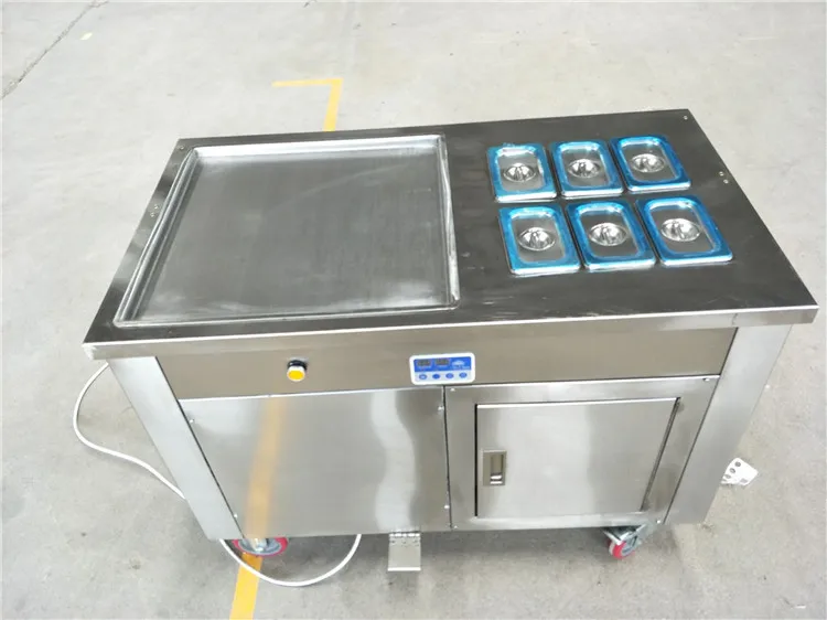 Commercial Fried Ice Cream Roll Machine Food Grade Stainless Steel Single Square Pan Soft Frying Ice Cream Roller