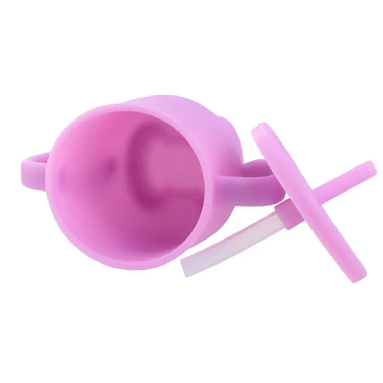Popular Series Factory Direct Sale Soft Safe Toddler Trainer Cup Kids Drinking Cup Silicone Baby Sippy Cup With Straw