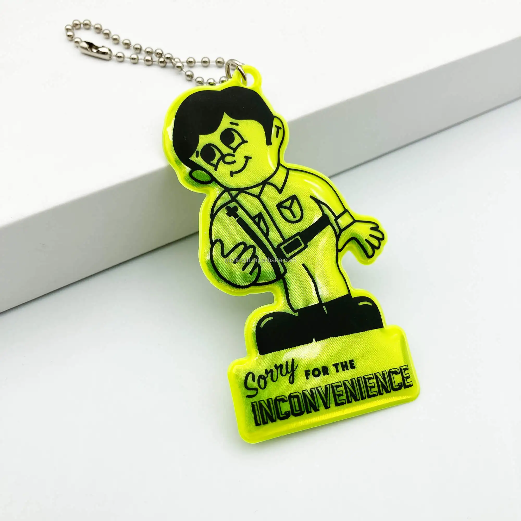 Custom Plastic Reflector Soft PVC Reflective Keychain Customized Reflective Letter LOGO