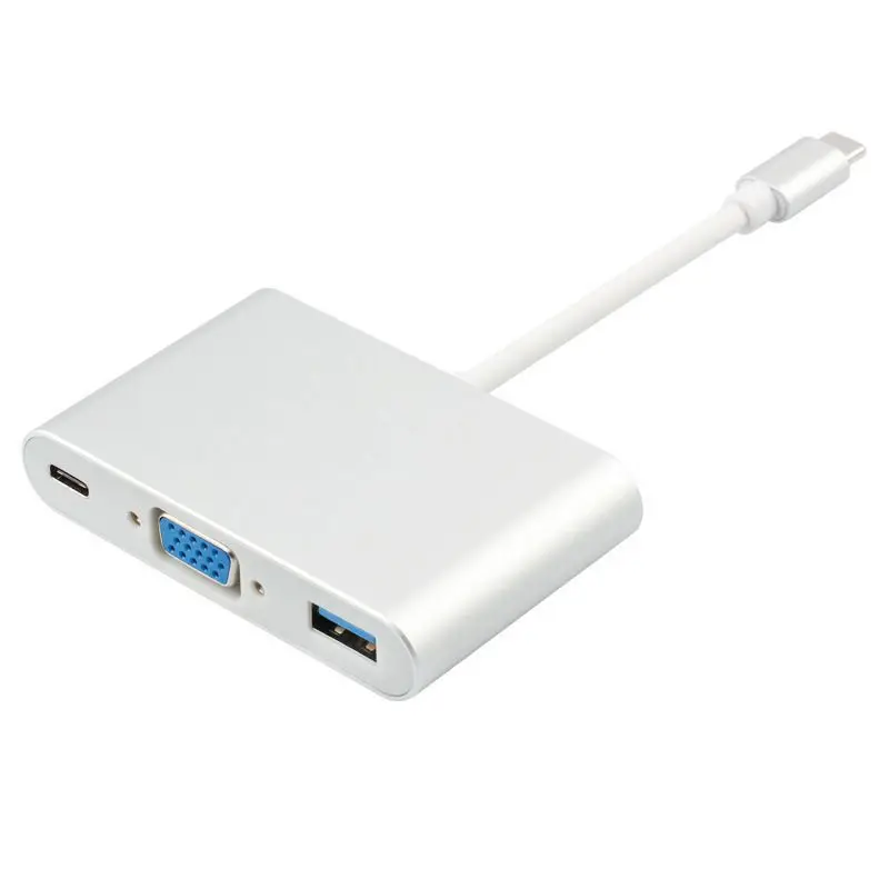 Type C 3 IN 1 Converter Adapter Type C to VGA+USB+PD HUB Factory price USB 3.1 Type C Multifunction adapter