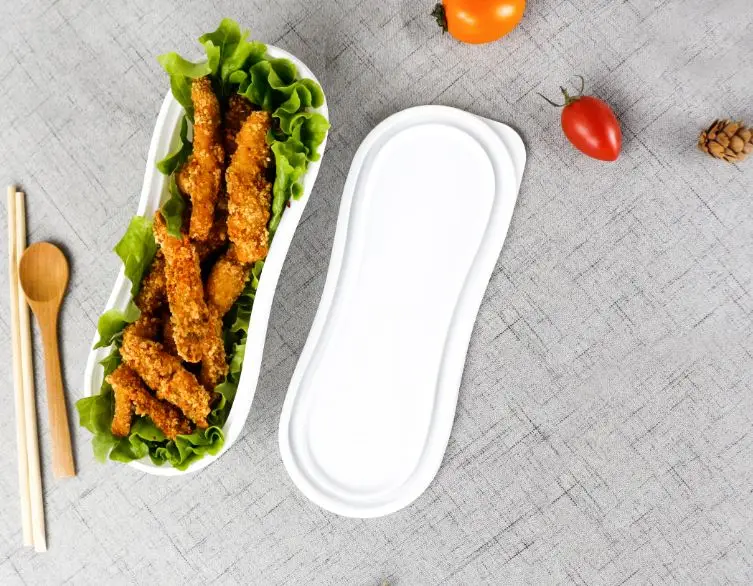 portable 3 compartment divisions round small plastic lunch box with logo