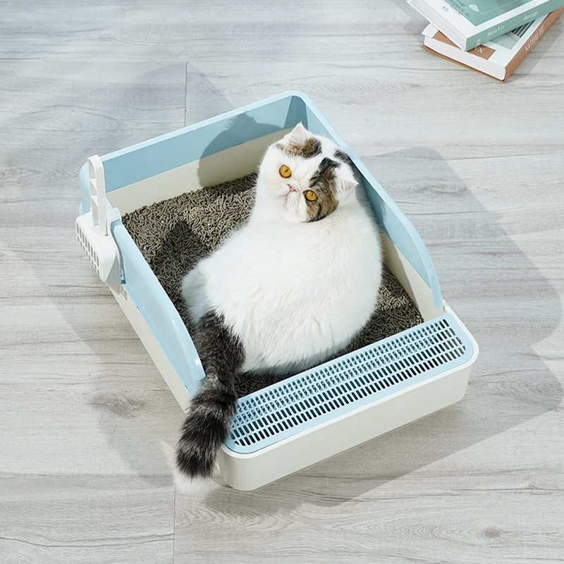 2022 Cat Litter Box Splash-Proof Semi-Enclosed Detachable Cat Toilet With Spoon Deodorizing Cat And Kitten Cage Can Put Sandbox