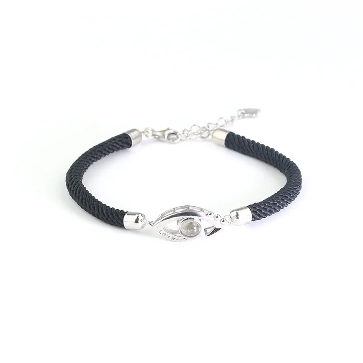 Handmade Rope Stainless Steel Customized Photo 100 Language I Love You Projection Couple Gift Bracelet