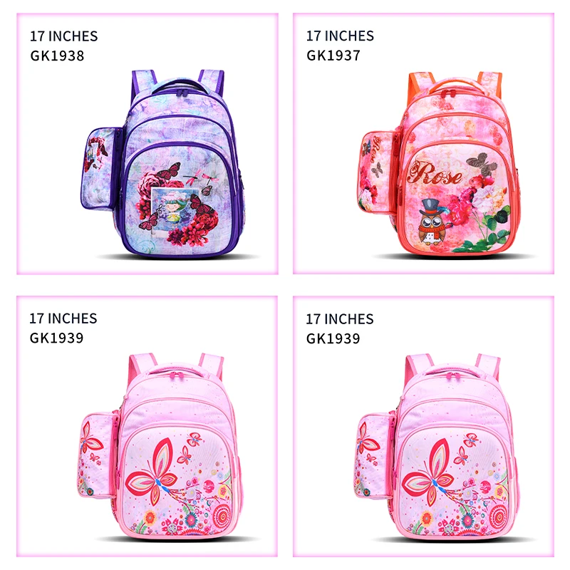 17 inches 2 pieces set 3D EVA cartoon character fashion school bag with heat transfer pattern