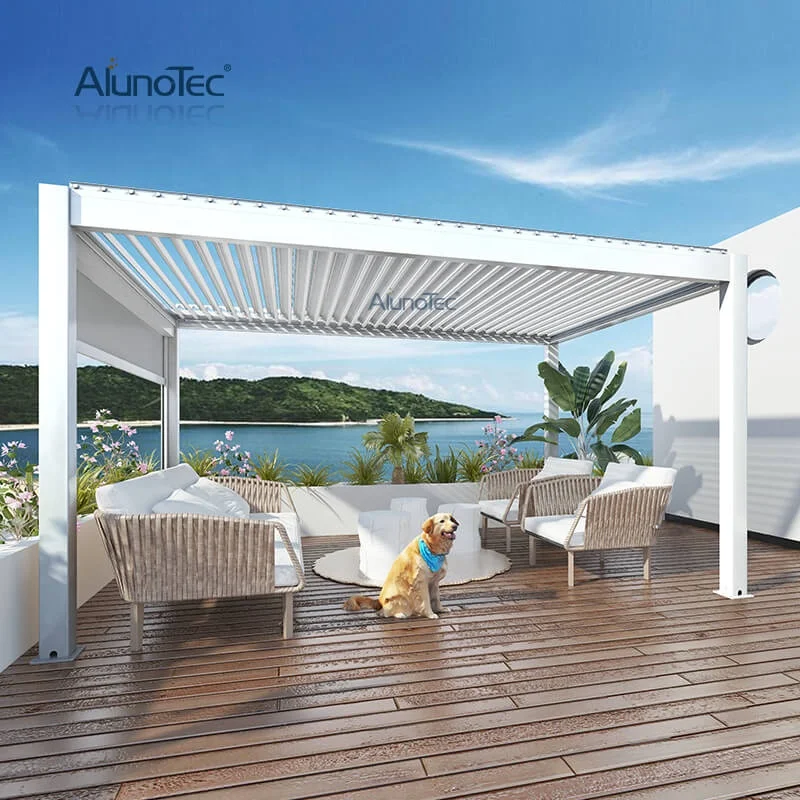 Wholesale MOSA Motorized Waterproof Pergolas Ideas Rain Proof Patio Cover Awning Gazebo Lourvre Roof Aluminum Pergola