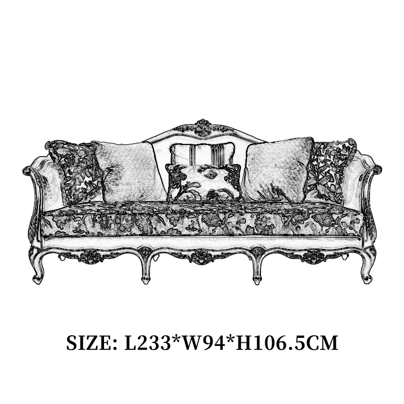 OE-FASHION Custom American Design Antique Furniture Sectional Living Room Sofas Sets Home Hotel Villa Apartment Made Wood Fabric