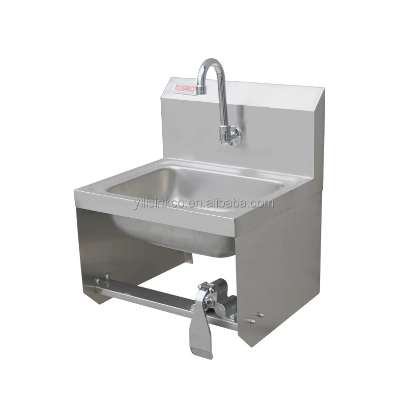 Wall Hanging Stainless Steel Sink Clean Room Knee Operated Hand Wash Basin