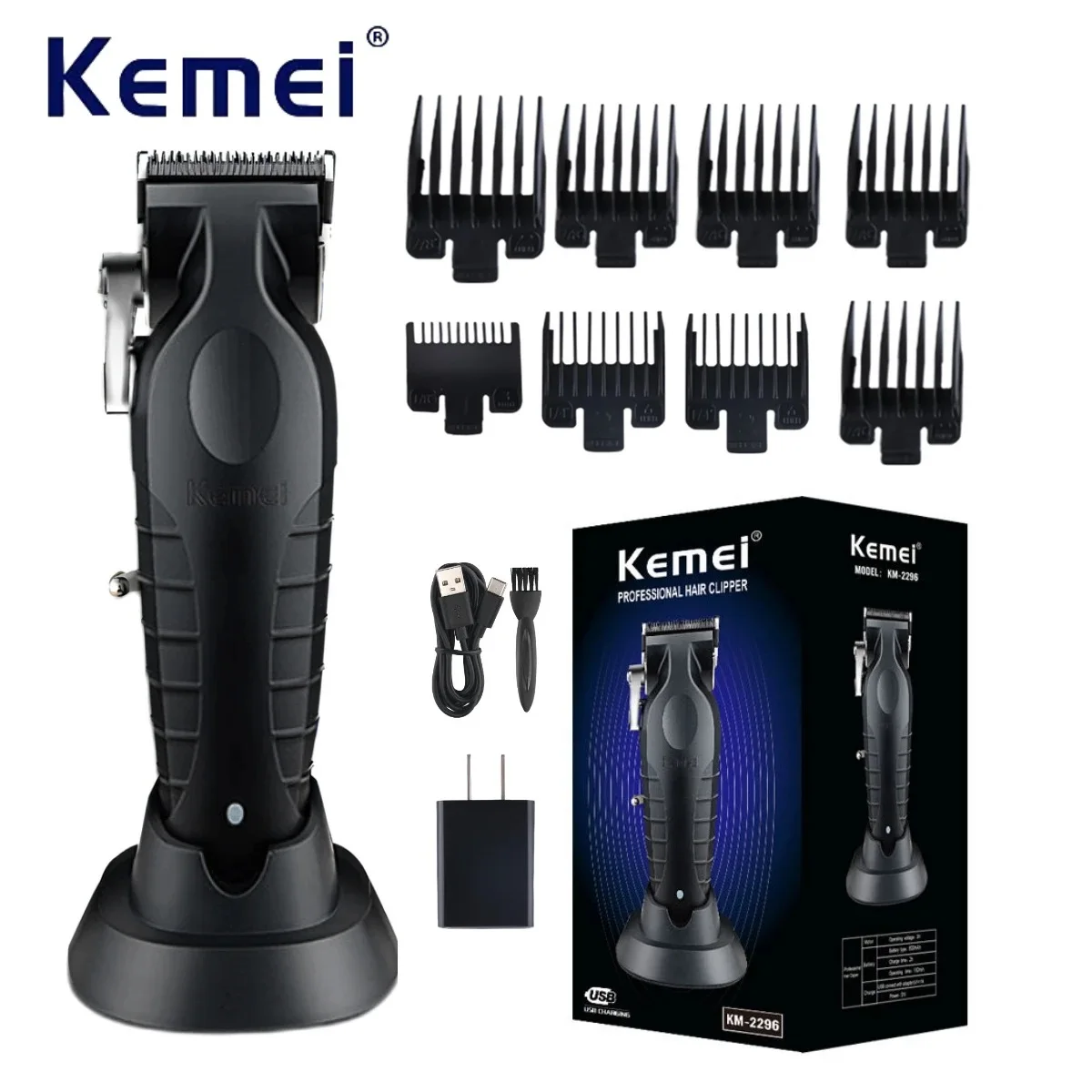 Usb Rechargeable Cordless Electric Body Groin Hair Trimmer Kemei Km-2296 2500mah Lithium Battery Adjustable Trimmer For Men