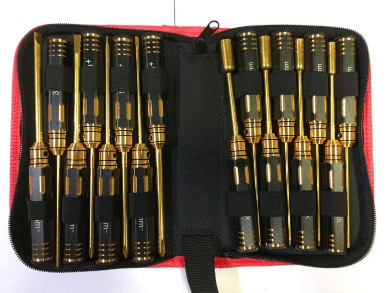 RC Tools Model Tool Hex Screwdriver Titanium Hex Handle 16-piece RC Model Precision Screwdriver Tool Kit