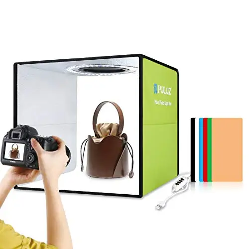 LATEST PULUZ Light Box Photography, Upgraded 30cm Portable Ring Light photoshoot Box, Photography Shooting Light Tent Kit,