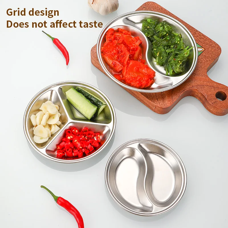 Korean Thickened Seasoning Dishes Stainless Steel Sauce Dishes Kitchen Tableware Food Dipping Bowls Snack Plates