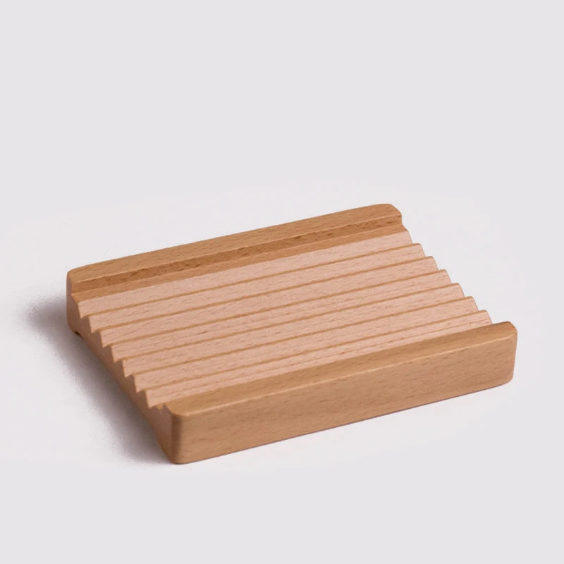 Wholesale Beech Walnut Bamboo Wood Soap Box Soap Holder Dish Self Draining
