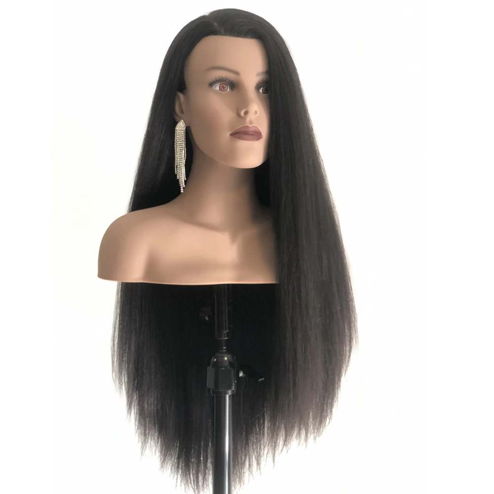 Very Long Human Hair Mannequin Head with Shoulder Bride Cosmetology Hairdressing Training Head Manikin Doll Head Hair Mannequins