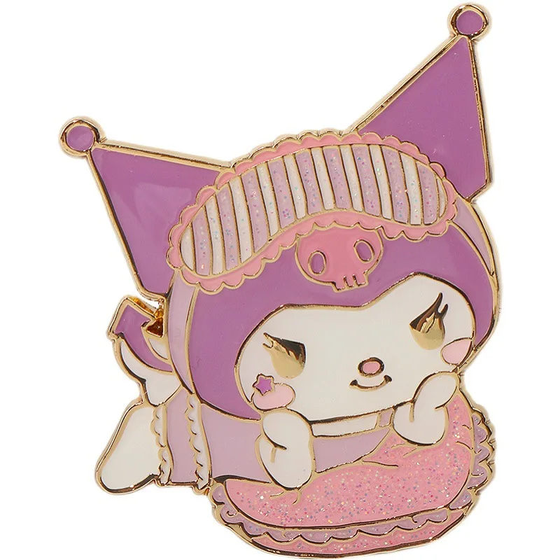 Hot-selling Anime Kuromi Melody Brooch Kawaii Pajamas Party Series Metal Pin Blind Box Cartoon Badge Fan Collection Gift