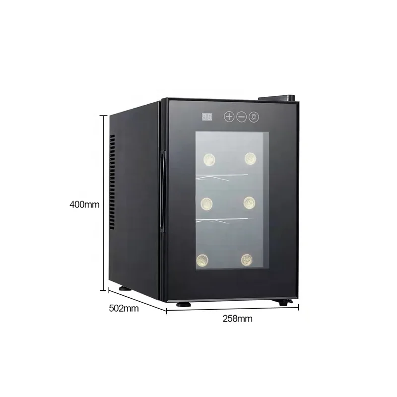 Best quality 6 bottles custom logo glass door small wine fridge cooler