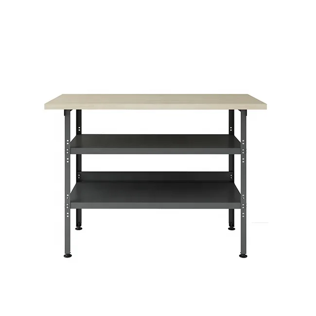 Heavy Duty Industrial metal workbench with tools storage shelves