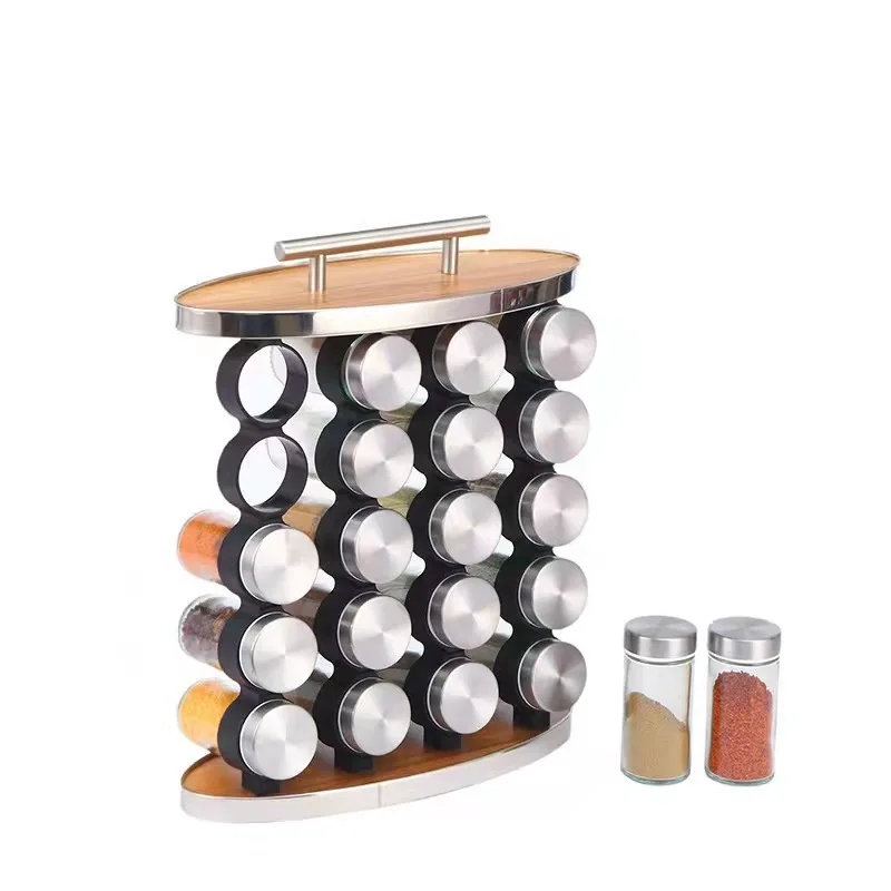 DS2190 Countertop Spice Rack Organizer with Jar Included Spices Standing Rack Shelf Holder 20 Jar Stainless Steel Spice Rack