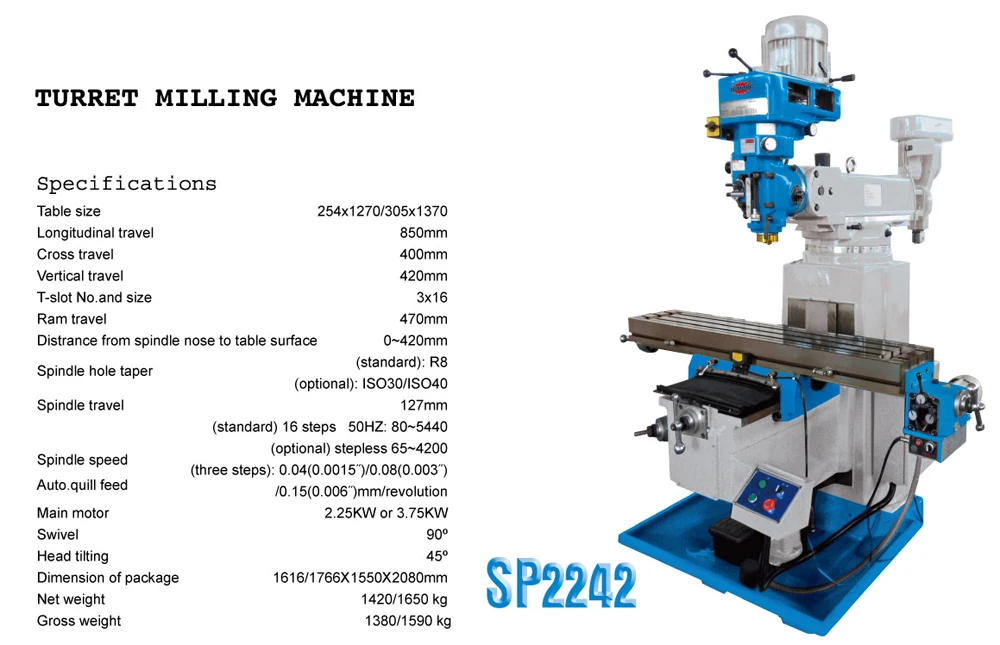 XQ6226B Proma SP2243 Universal Turret Milling Machine` X6325 for