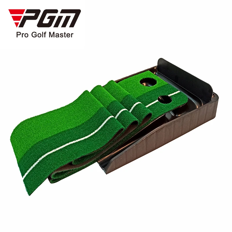 PGM TL004 Golf Putting Mat Indoor Black Rubber Golf Putting Trainer-3M with automatic ball return