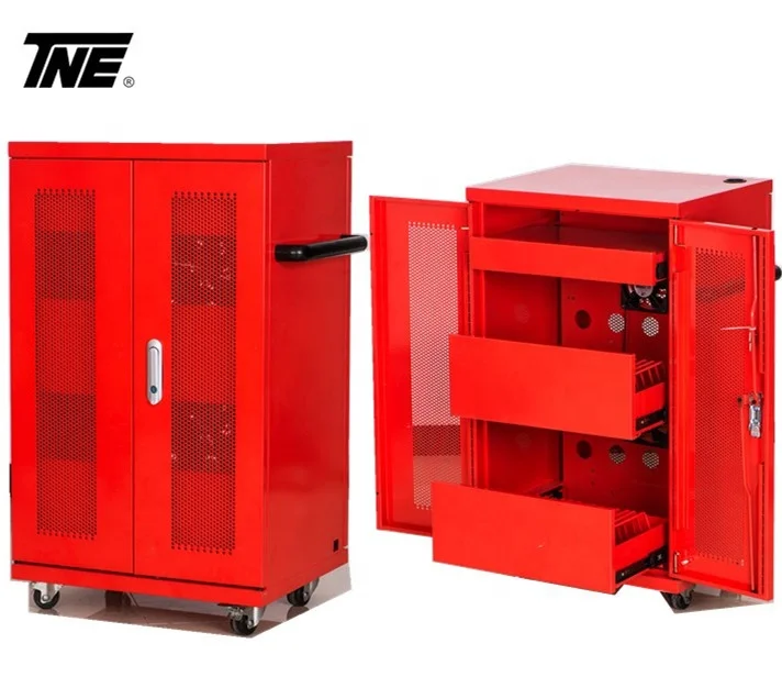 SPCC Tablet Mobile IPad 40 Port Electric Safe Learning tablet Charging box Ipad charging cart red charging Trolley