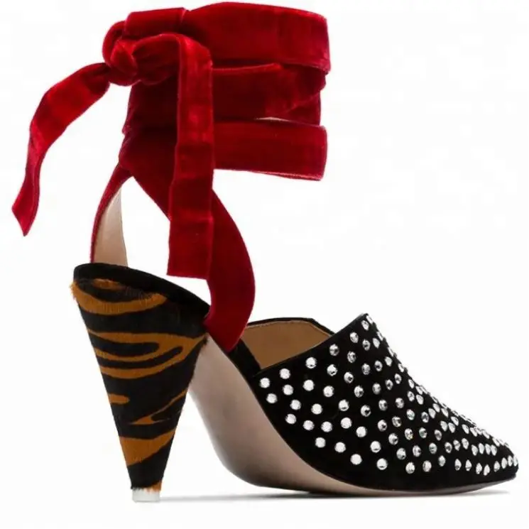 
Wholesale new fashion elegant white diamond lace up shoe design pointed toe spike heel pumps ladies pumps 