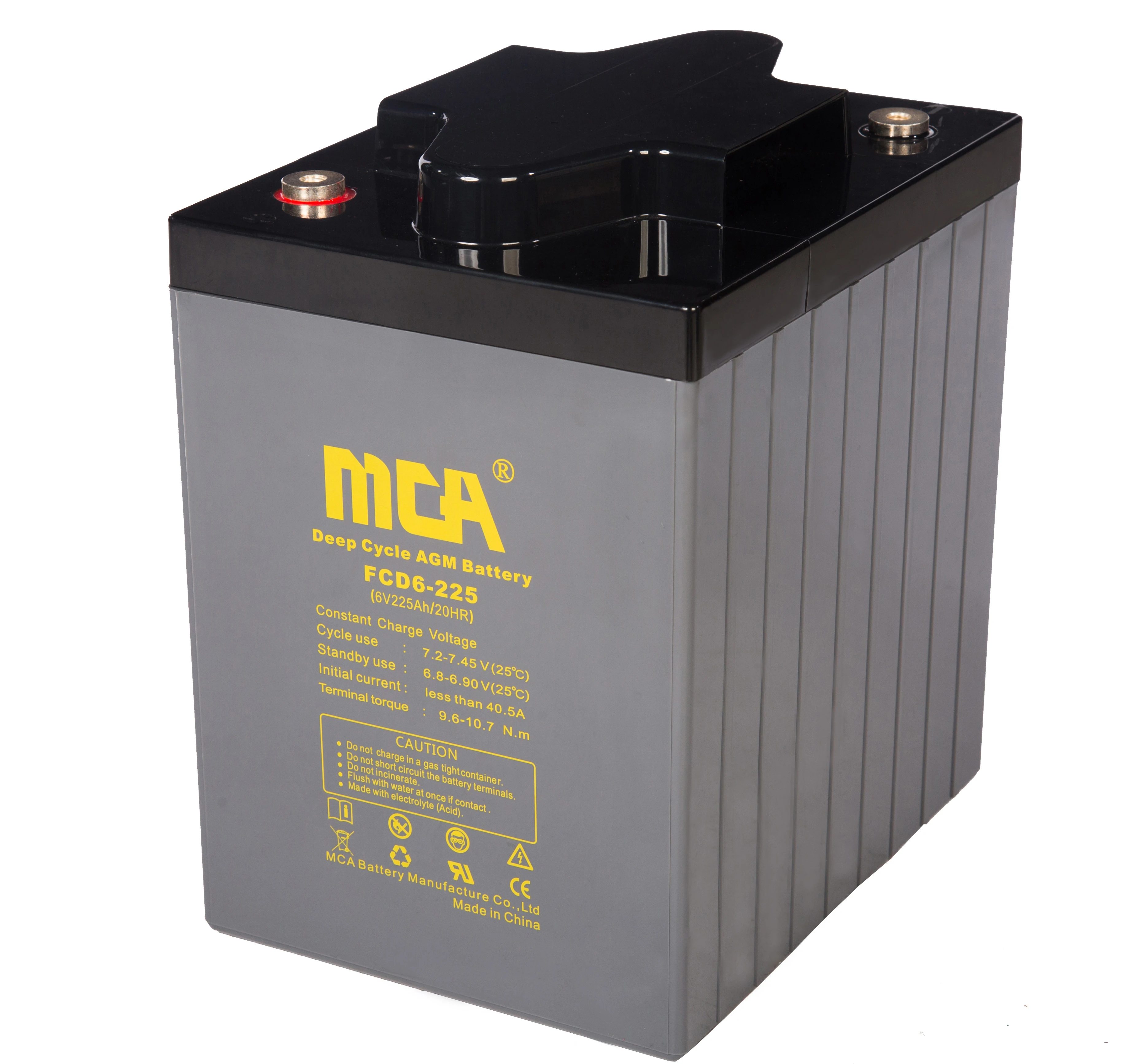 MCA lead acid deep cycle gel power station marine sweeper power station 6v 330ah battery