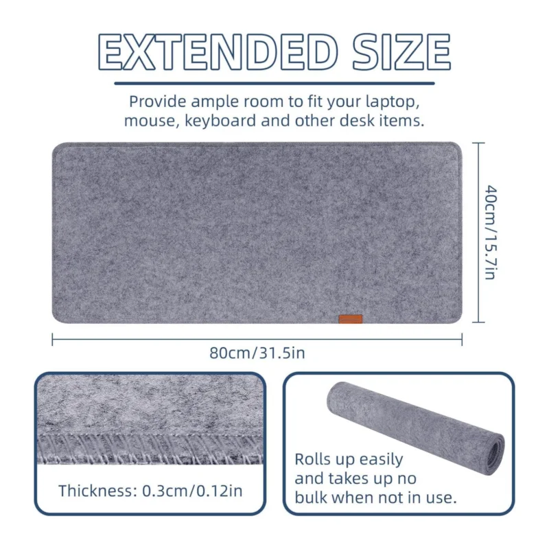 Large Felt Desk Protective Pad Mat 32'X16' Non-Slip Extended Gaming Mouse Pad Protector for Keyboard, Computer, Mouse, Laptop