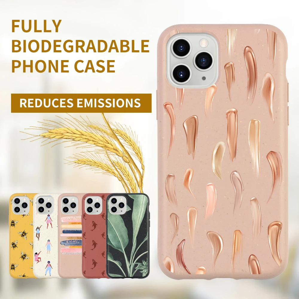 
Customization Logo Designers Wheat Straw Biodegradable Eco Friendly Recycled Phone Case For iPhone xs xr 12 11 pro max Cover 