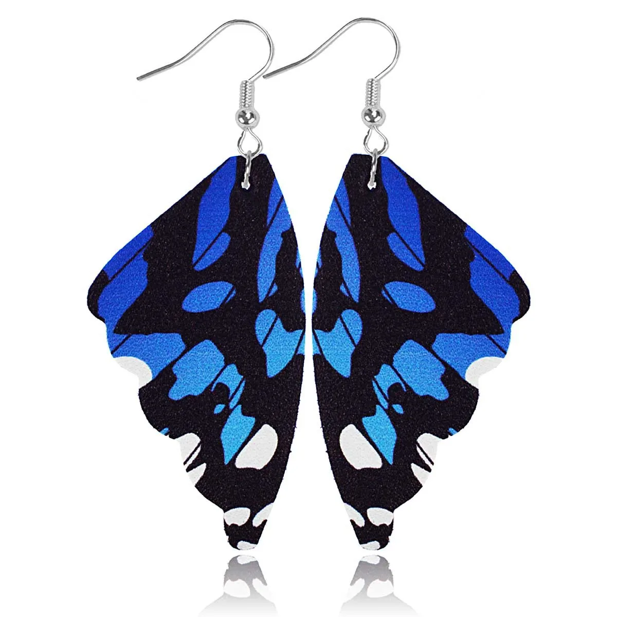 Unique Gradient Pattern Colorful Butterfly Pendant Earring Retro Party Leather Hook Earrings For Women Girls Jewelry