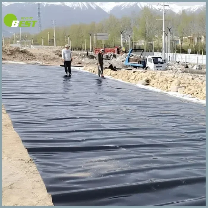 1.5 mm impermeable waterproofing liner hdpe geomembrane for landfill sewage and biogas pond anti-seepage membrane installation