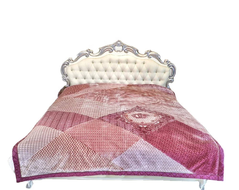 Luxury Home Textiles Winter Wool Blanket Custom Factory Pattern Colorblocking Sofa Bedding Printed Flannel and Mink Material