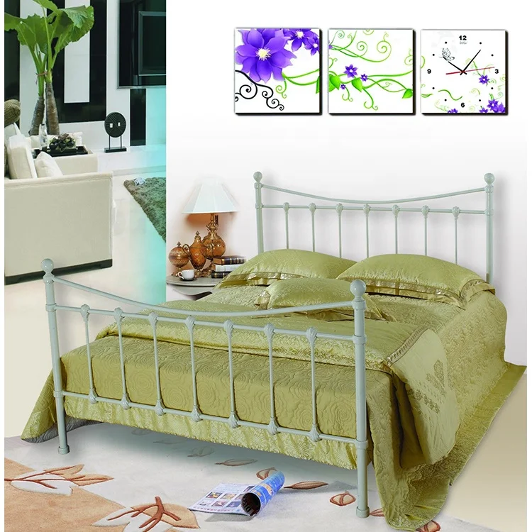 King Queen Size Metal Bed Wrought Iron Beds Optional Color Furniture DB-710