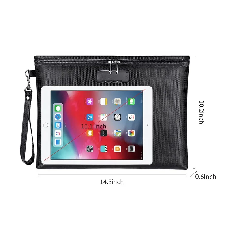 Water Resistant file bag cash Storage Pouch Fireproof Money Bag with Lock