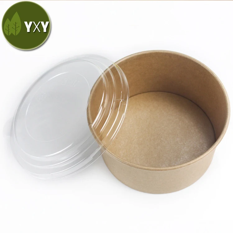 100% Food Grade Kraft Pla Compostable Paper Salad Bowl with compostable lids