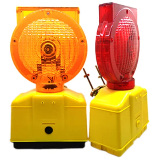 Solar powered Amber ABS material construction site Roadworks Traffic Safety Warning blinker Lamp light (1600816576386)