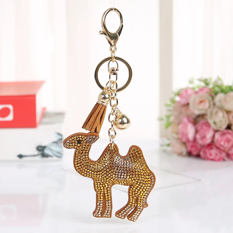 Cute Lovely Camel Bling Pendant Crystal Keychain Keyring Car Keys Bag Holder Charm Jewelry Gifts