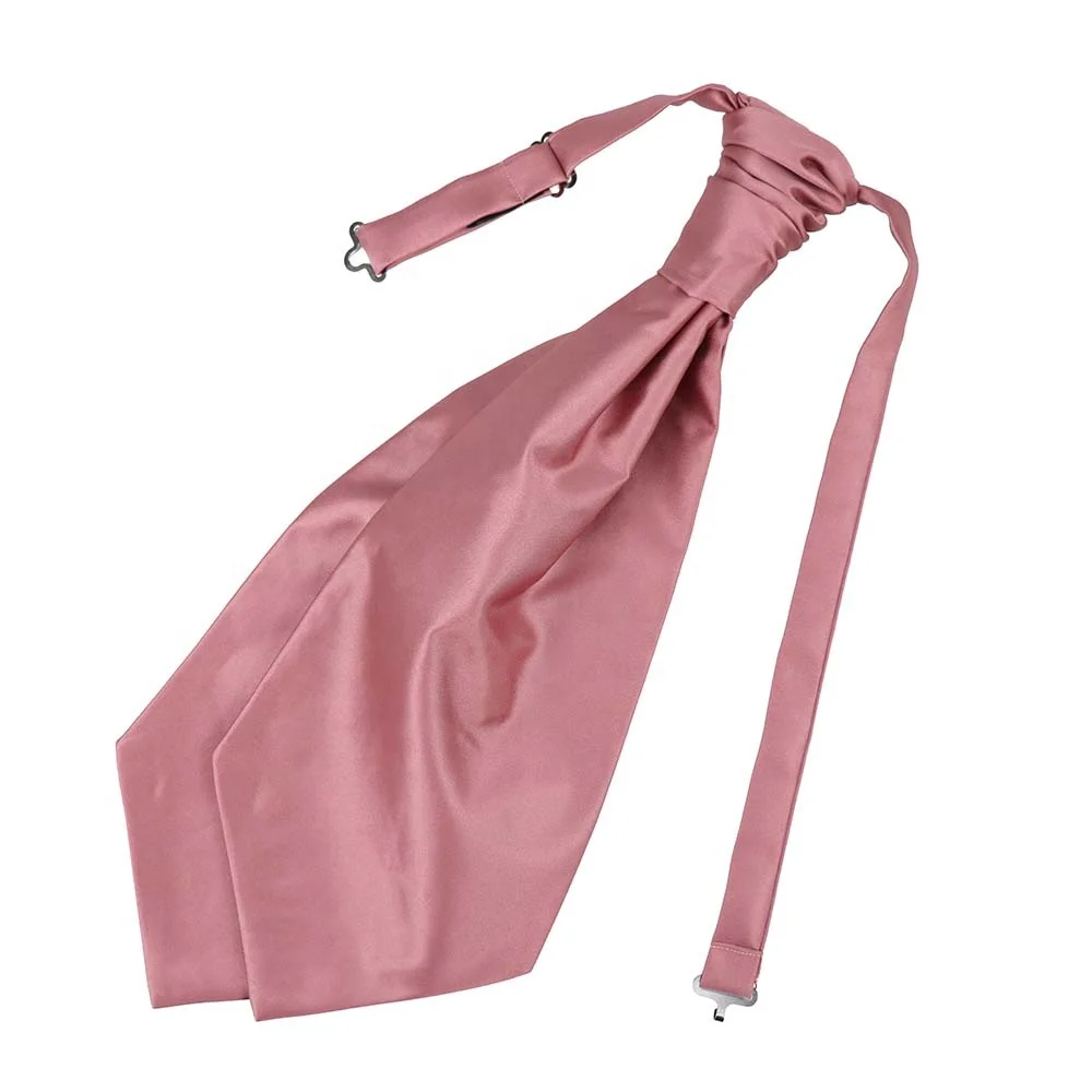 Оптовая продажа, модный однотонный розовый галстук из полиэстера, жаккардовый Регулируемый предварительно завязанный мужской галстук Ascot, галстук для свадьбы