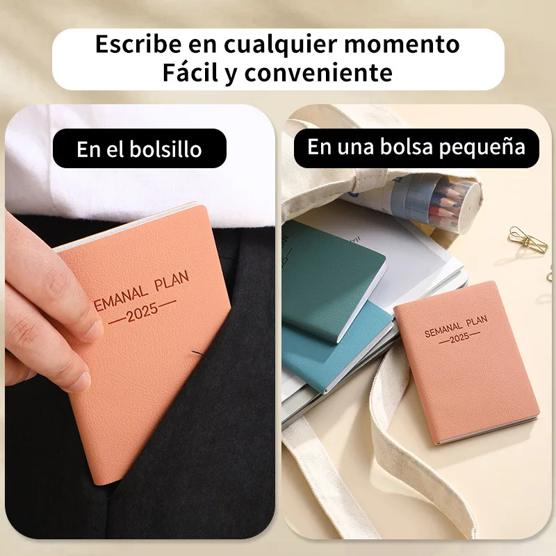 2025 A7 hardcover multifunction PU leather notebook Daily plan Schedule planner Pocket Diary LOGO Customizable